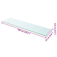 Produktbild för Hyllplan 2 st glas genomskinlig 100x25 cm