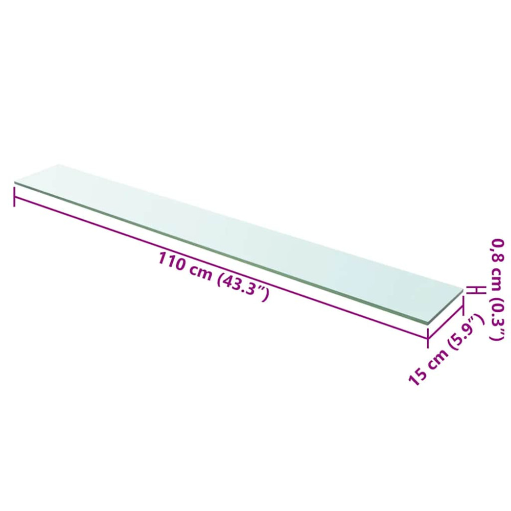 Produktbild för Hyllplan 2 st glas genomskinlig 110x15 cm