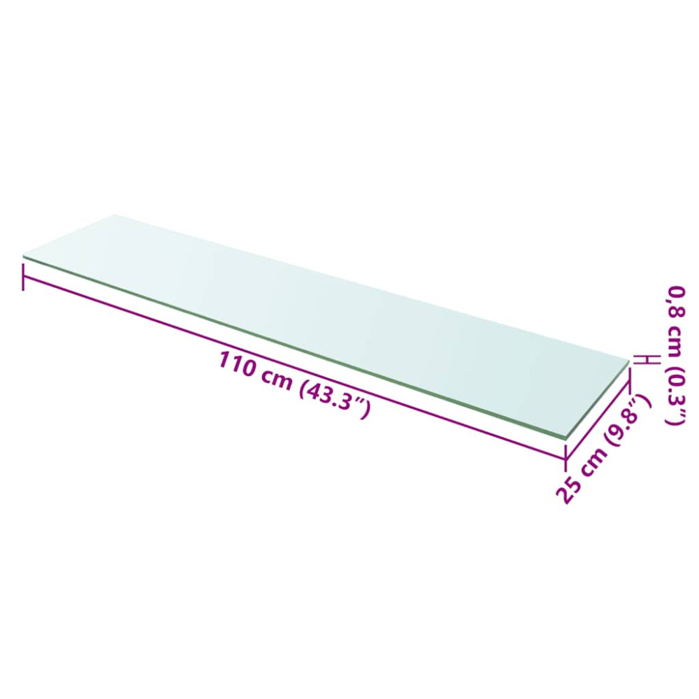 Produktbild för Hyllplan 2 st glas genomskinlig 110x25 cm