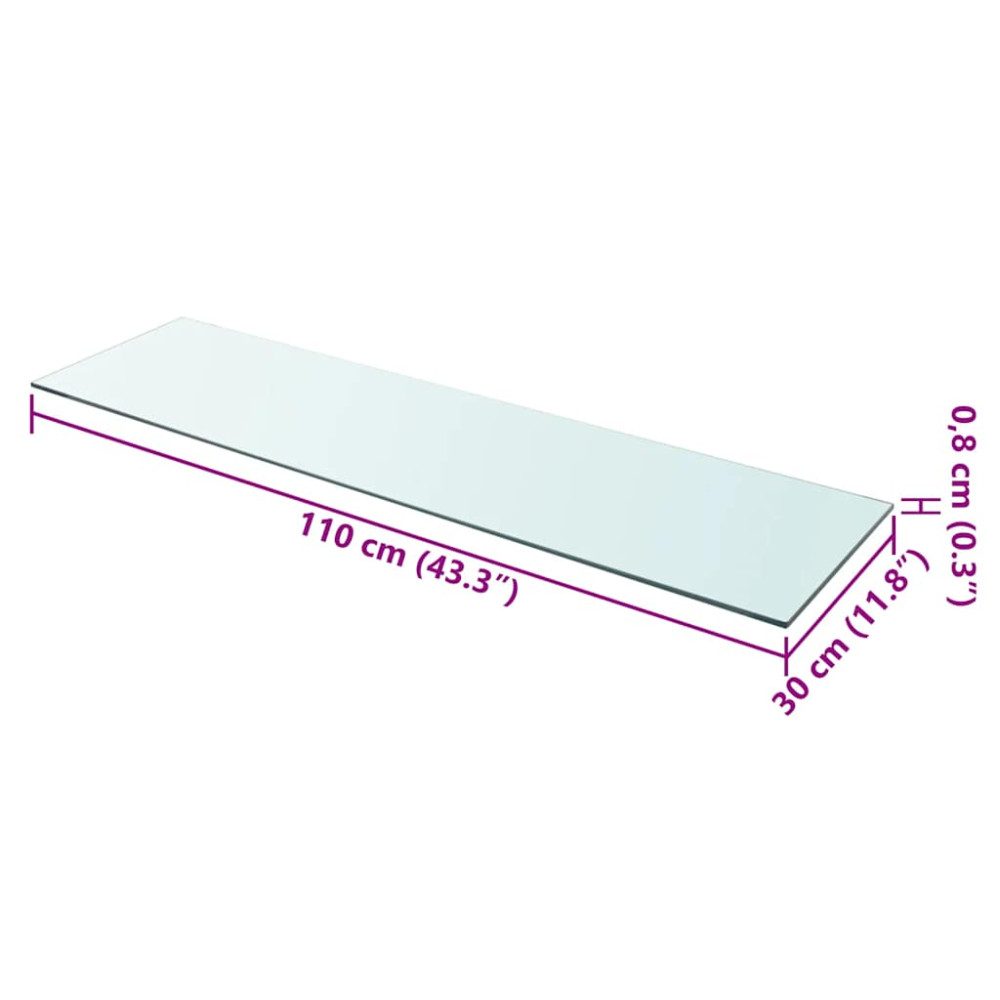 Produktbild för Hyllplan 2 st glas genomskinlig 110x30 cm
