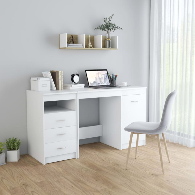 Produktbild för Skrivbord vit 140x50x76 cm konstruerat trä