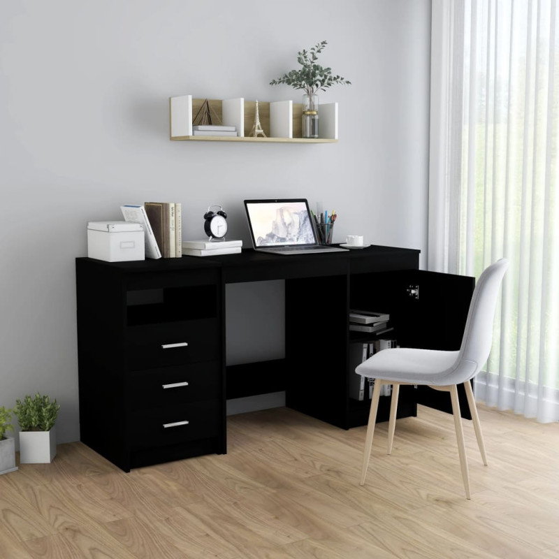 Produktbild för Skrivbord svart 140x50x76 cm konstruerat trä