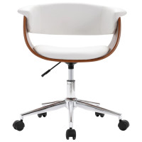 Produktbild för Snurrbar kontorsstol vit böjträ och konstläder