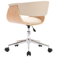 Produktbild för Snurrbar kontorsstol gräddvit böjträ och konstläder