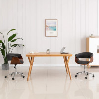 Miniatyr av produktbild för Snurrbar kontorsstol grå böjträ och tyg