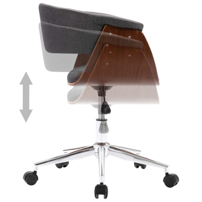Produktbild för Snurrbar kontorsstol grå böjträ och tyg