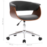 Miniatyr av produktbild för Snurrbar kontorsstol grå böjträ och tyg