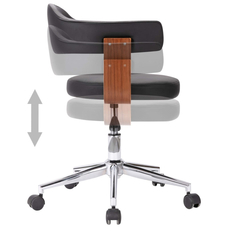 Produktbild för Snurrbar kontorsstol svart böjträ och konstläder