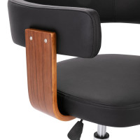 Miniatyr av produktbild för Snurrbar kontorsstol svart böjträ och konstläder
