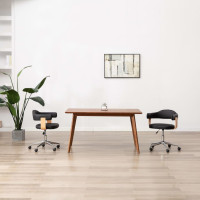 Miniatyr av produktbild för Snurrbar kontorsstol svart böjträ och konstläder