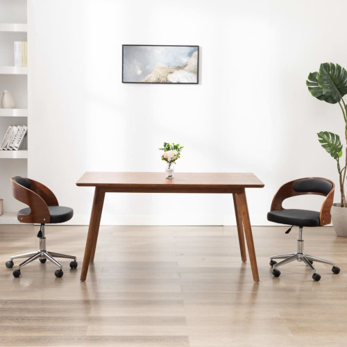 vidaXL Snurrbar kontorsstol svart böjträ och konstläder