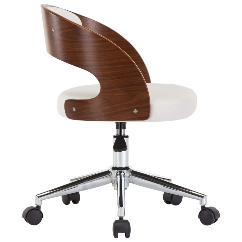 Produktbild för Snurrbar kontorsstol böjträ och konstläder vit