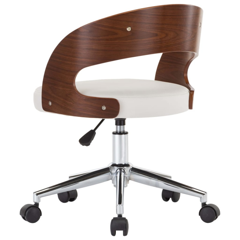 Produktbild för Snurrbar kontorsstol böjträ och konstläder vit