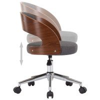 Produktbild för Snurrbar kontorsstol böjträ och tyg grå