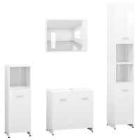 Miniatyr av produktbild för Badrumsmöbler 4 delar vit högglans spånskiva