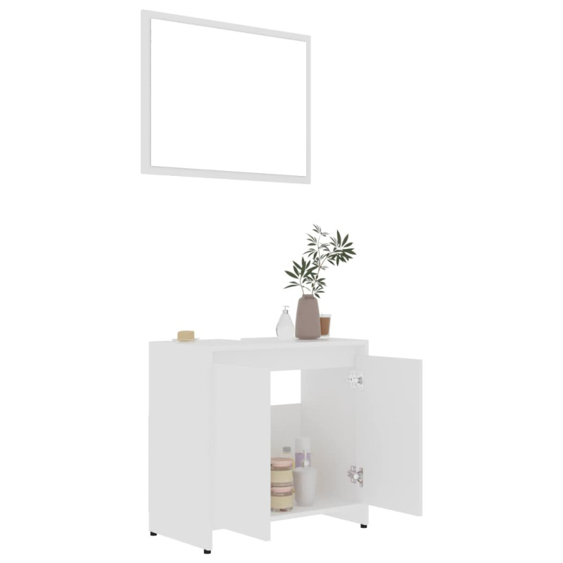 Produktbild för Badrumsmöbler 3 delar vit konstruerat trä