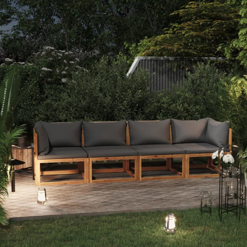 Produktbild för Trädgårdssoffa med dynor 4-sits massivt akaciaträ