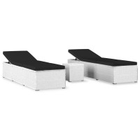 Miniatyr av produktbild för Solsängar och sidobord 3 delar konstrotting vit