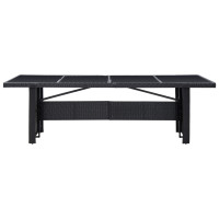 Produktbild för Trädgårdsbord svart 240x90x74 cm konstrotting och glas