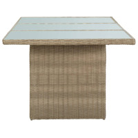 Produktbild för Trädgårdsbord brun 200x100x74 cm glas och konstrotting