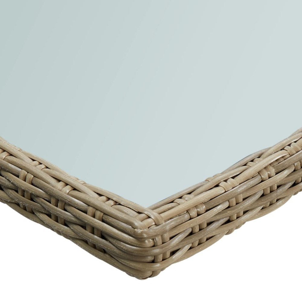 Produktbild för Trädgårdsbord brun 200x100x74 cm glas och konstrotting