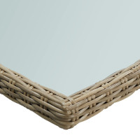 Produktbild för Trädgårdsbord brun 200x100x74 cm glas och konstrotting