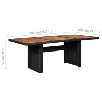 Produktbild för Trädgårdsbord svart 200x100x74 cm konstrotting