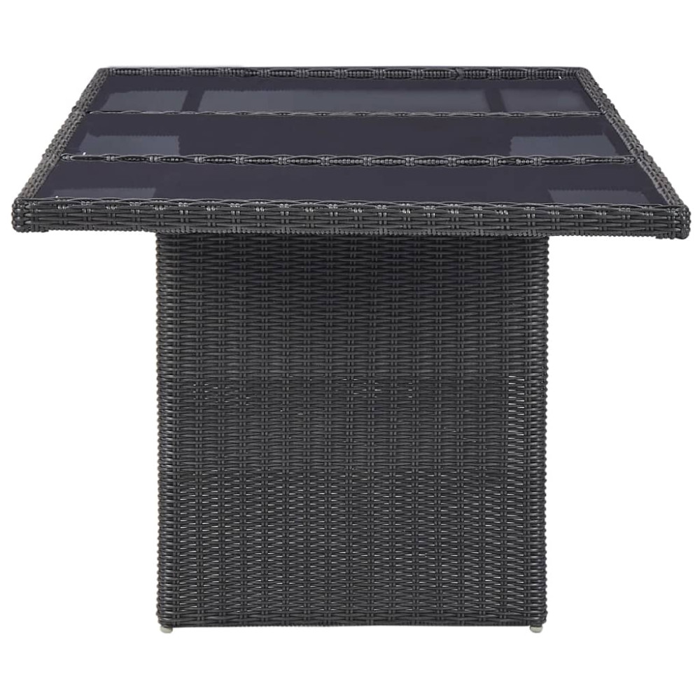 Produktbild för Trädgårdsbord svart 200x100x74 cm glas och konstrotting