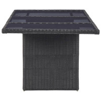 Produktbild för Trädgårdsbord svart 200x100x74 cm glas och konstrotting