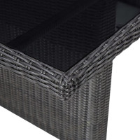 Produktbild för Trädgårdsbord svart 200x100x74 cm glas och konstrotting