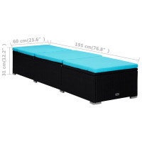 Produktbild för Solsäng med dyna & sidobord konstrotting blå