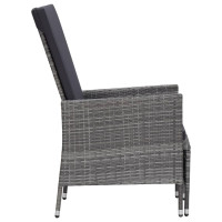 Produktbild för Justerbar trädgårdsstol med dynor konstrotting grå