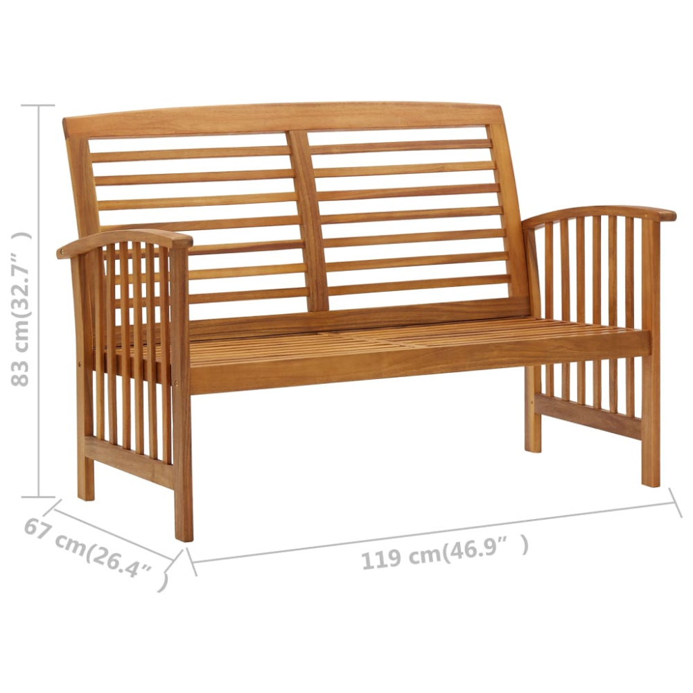 Produktbild för Trädgårdsbänk 119 cm massivt akaciaträ