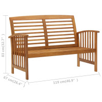 Produktbild för Trädgårdsbänk 119 cm massivt akaciaträ