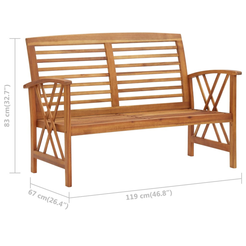 Produktbild för Trädgårdsbänk 119 cm massivt akaciaträ