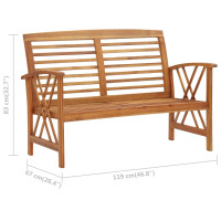 Produktbild för Trädgårdsbänk 119 cm massivt akaciaträ
