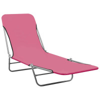 Produktbild för Hopfällbara solsängar 2 st stål och tyg rosa