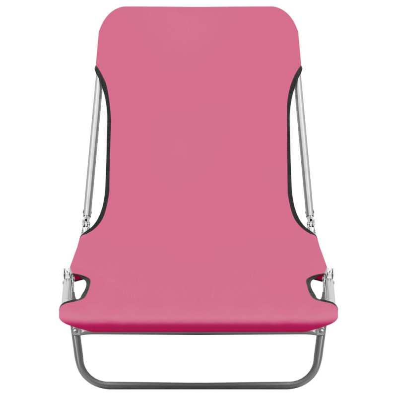 Produktbild för Hopfällbara solsängar 2 st stål och tyg rosa