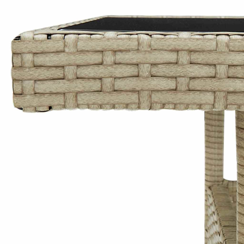 Produktbild för Trädgårdsbord beige konstrotting och glas