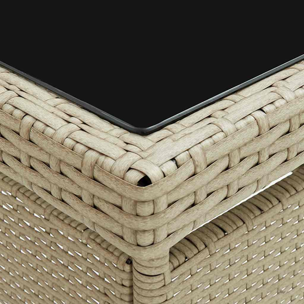 Produktbild för Trädgårdsbord beige konstrotting och glas