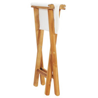 Miniatyr av produktbild för Hopfällbara stolar 2 st massiv teak och tyg gräddvit