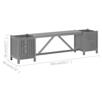Produktbild för Trädgårdsbänk med 2 odlingslådor 150 cm massivt akaciaträ grå