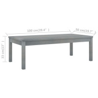 Produktbild för Soffbord 100x50x33 cm grått massivt akaciaträ