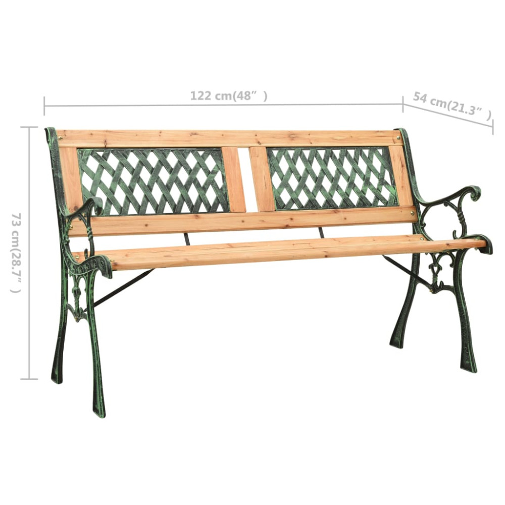 Produktbild för Trädgårdsbänk 122 cm gjutjärn och massivt granträ