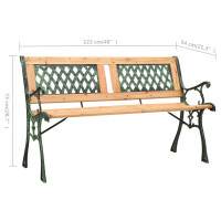 Produktbild för Trädgårdsbänk 122 cm gjutjärn och massivt granträ