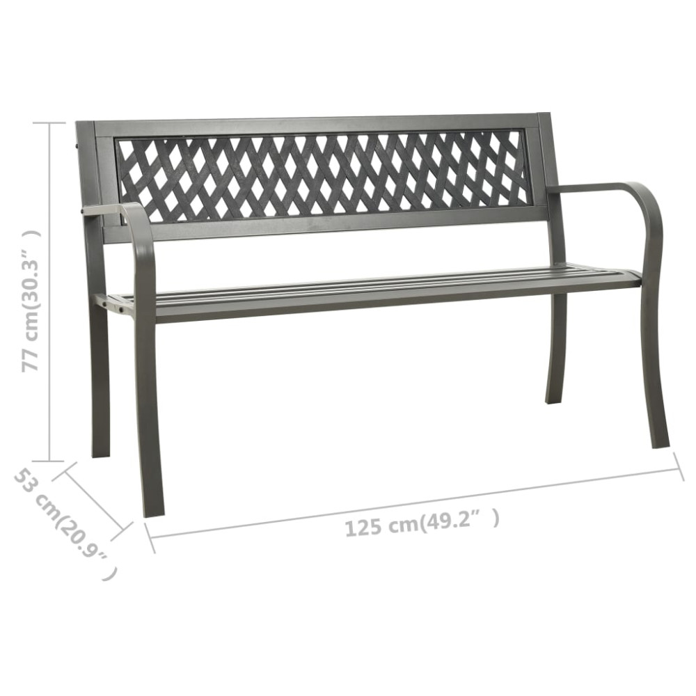 Produktbild för Trädgårdsbänk 125 cm stål grå