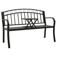 Produktbild för Trädgårdsbänk med bord 125 cm stål svart