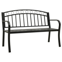 Produktbild för Trädgårdsbänk med bord 125 cm stål svart