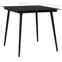Produktbild för Trädgårdsbord svart 80x80x74 cm stål och glas
