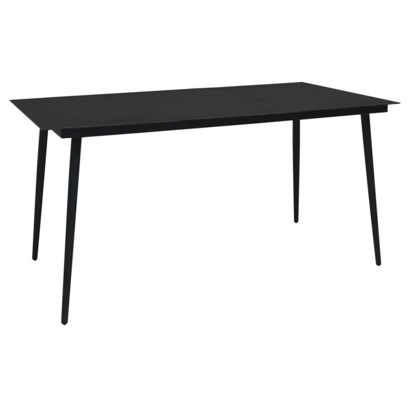 Produktbild för Trädgårdsbord svart 150x80x74 cm stål och glas